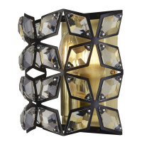 Iris Wall Light - Black Metal, Crystal & Brass - 59811-1BSB 59811-1BSB