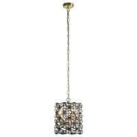 Iris 2Lt 25cm Round Pendant- Black Metal, Crystal & Brass - 59811-2BSB 59811-2BSB