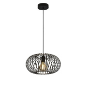 Diamond 3Lt Pendant - Black & Clear Glass