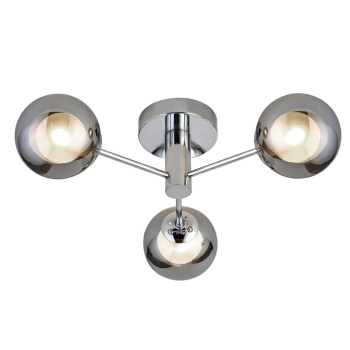 Svietidlá Searchlight - Oscar 3Lt Flush - Chrome Metal & Smoked Glass | KÓD: 60812-3SM