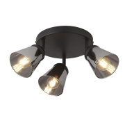 Mega 3Lt Round Spotlight - Black Metal & Smoked Glass