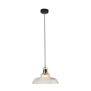 Svietidlá Searchlight - Glossop Pendant - Glass, Black & Brass Metal | KÓD: 61189BK