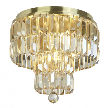 Svietidlá Searchlight - Empire 4Lt Flush - Satin Brass Metal & Champagne Crystal | KÓD: 61321-4SB