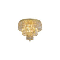 Empire 6lt Flush, Satin Brass and Champagne Glass - IP44 - 61321-6SB 61321-6SB
