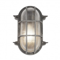 Bulkhead Oval Outdoor Wall/Ceiling Light - Black Silver - 61402BS 61402BS