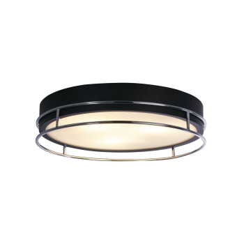 Svietidlá Searchlight - Phoenix 3Lt Flush -Black, Chrome Metal & Frosted Glass Diffu | KÓD: 62013-3CC