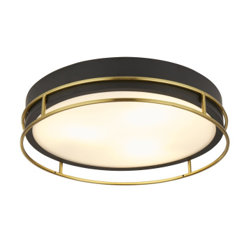 Svietidlá Searchlight - Phoenix 3Lt Flush - Black, Brass Metal & Frosted Glass | KÓD: 62013-3PB
