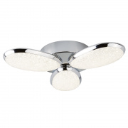 LORI 3LT LED CEILING FLUSH, CRUSHED ICE EFFECT SHADE, CHROME - NOT DIMMABLE