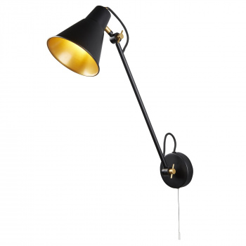 Svietidlá Searchlight - Swing Arm  Wall Light  - Matt Black & Gold Metal | KÓD: 6302BK