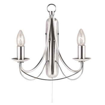 Svietidlá Searchlight - Maypole 2Lt Wall Light - Satin Silver Metal | KÓD: 6342-2SS