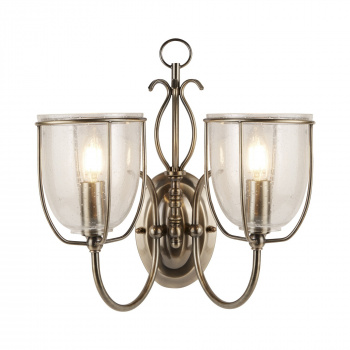 Svietidlá Searchlight - Silhouette 2Lt Wall Light - Antique Brass & Seeded Glass | KÓD: 6352-2AB