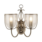 Silhouette 5Lt Pendant - Antique Brass & Glass