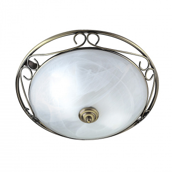 Svietidlá Searchlight - Weybridge Ceiling Flush - Antique Brass & Alabaster Glass | KÓD: 6436