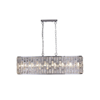 Bijou 8Lt Oval Diner Pendant Chrome Metal & Clear Crystal - 65818-8CC 65818-8CC