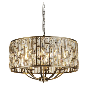 Svietidlá Searchlight - Bijou 8Lt Pendant - Antique Brass Metal & Champagne Glass | KÓD: 6588-8AB