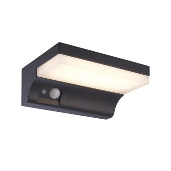 Svietidlá Searchlight - Solar Outdoor Wall Light - Black Metal & White Polycarbonate | KÓD: 67417BK