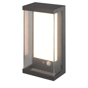 Svietidlá Searchlight - Solar Outdoor Wall Light - Black Metal & White Polycarbonate | KÓD: 67419BK
