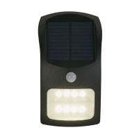 Solar Outdoor Wall Light - Black Metal & White Polycarbonate - 67420BK-PIR 67420BK-PIR