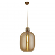 Lisbon LED Pendant - Satin Brass & Amber Glass