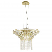 Gemma 8Lt Round Pendant - Satin Brass with Clear Crystal