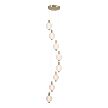 Svietidlá Searchlight - Luminique LED 8Lt Pendant, Satin Brass Metal with Glass | KÓD: 69410-8SB