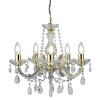 Marie Therese 5Lt Pendant - Polished Brass & Clear Acrylic - 699-5 699-5