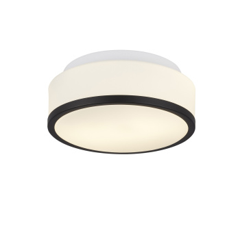 Svietidlá Searchlight - Cheese 2Lt Flush - Black Metal & White Glass | KÓD: 7039-23BK