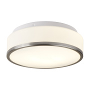 Cheese 2Lt Flush - Satin Silver & Glass Shade, IP44