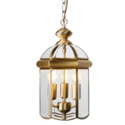 Bevelled Lantern Domed Pendant - Antique Brass & Glass