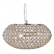 CHANTILLY PENDANT  - 3LT CEILING PENDANT, CHROME WITH CLEAR CRYSTAL BUTTONS INSERTS