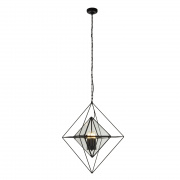 Diamond 3Lt Pendant - Black & Clear Glass