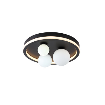 Svietidlá Searchlight - Trident 3Lt LED Flush, Black Metal and Opal Glass Balls | KÓD: 73380BK