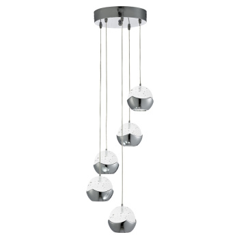 Svietidlá Searchlight - Ice Ball 5Lt Multi-Drop Pendant - Chrome Metal & Glass | KÓD: 7355-5CC