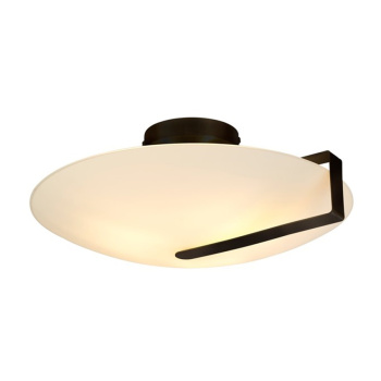 Svietidlá Searchlight - Sundial Flush - Black Metal & Frosted Glass | KÓD: 73990-3BK