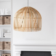 BALI 1LT PENDANT, BAMBOO OVAL SHADE WITH BLACK SUSPENSION