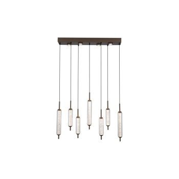 Svietidlá Searchlight - Cattail 7Lt LED Pendant lamp Latte metal with clear glass | KÓD: 76210-7CL