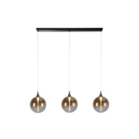 Alchemy 3Lt LED Bar Pendant Lamp, Black metal and Amber Glas - 76410-3BK 76410-3BK