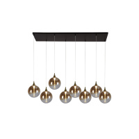 Alchemy 8Lt LED Bar Pendant Lamp, Black metal and Amber Glas - 76410-8BK 76410-8BK