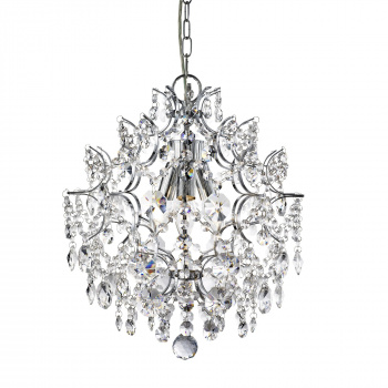 Svietidlá Searchlight - Harrietta  3Lt Pendant - Chrome Metal & Clear Crystal | KÓD: 7673-3CC