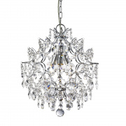 Harrietta 3Lt Pendant -  Chrome, Crystal Drops & Buttons