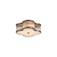 Lotus 3Lt Flush, Antique Brass Metal and Glass Diffuser - 77210-3AB 77210-3AB
