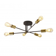Armstrong 6Lt Floor Lamp - Black & Satin Brass Metal