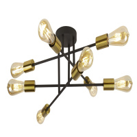 Armstrong  8Lt Semi-Flush - Black & Satin Brass Metal - 8048-8BK 8048-8BK