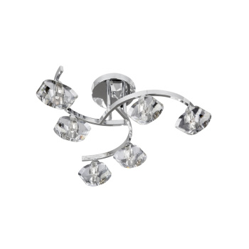 Svietidlá Searchlight - Sculptured Ice II 6Lt Flush - Chrome & Glass | KÓD: 8086-6CC