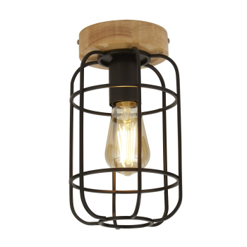 Svietidlá Searchlight - Vision Flush - Matt Black Metal & Wood | KÓD: 81952-1BK