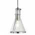 METAL & GLASS PENDANT 1LT FRAMED CONICAL, CHROME, CLEAR GLASS