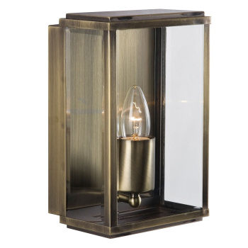 Svietidlá Searchlight - Box Outdoor Wall Light - Antique Brass Metal & Glass | KÓD: 8204AB