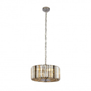 CHAPEAU 5LT CHROME PENDANT WITH AMBER, SMOKE AND CLEAR GLASS CRYSTALS