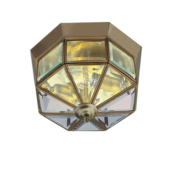 Svietidlá Searchlight - Pisa III Flush  - Antique Brass Metal & Clear Bevelled Glass | KÓD: 8235AB
