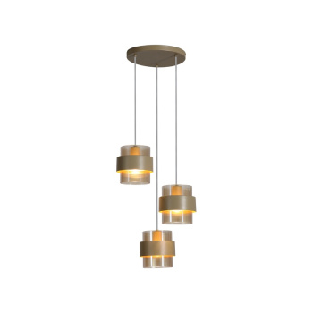 Svietidlá Searchlight - Royal 3Lt Multi Drop Pendant, Sand Metal, Amber Ribbed Glass | KÓD: 82433-3SA
